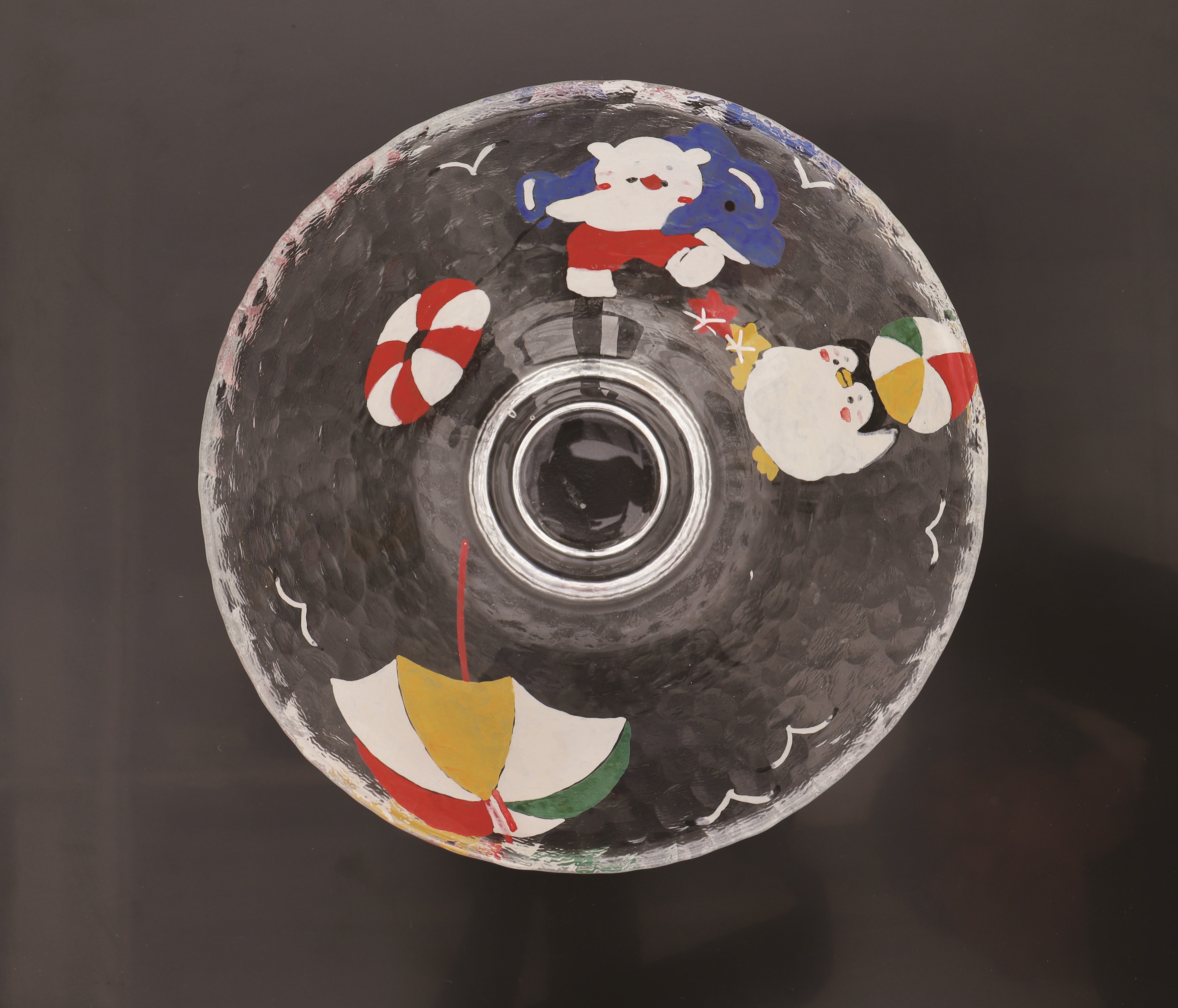 ガラス平茶碗　海水浴＜耐熱＞　加藤永山　紙箱